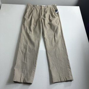Nautica Corduroy Chino Khaki Dress Pants Rigger Double Pleated Preppy Mens 34x32